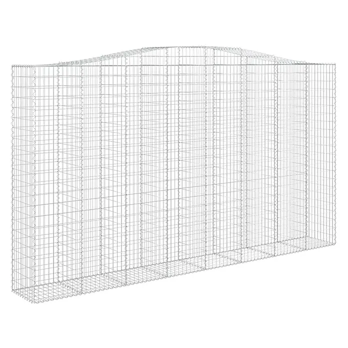 Furnicato Gabione - 50 x 400 x 240 cm, Metall, Maschenbreite: 50 mm, Maschenhöhe: 100 mm - Silberner Draht-Gabionenkorb mit gewölbter Oberseite für Mauern.