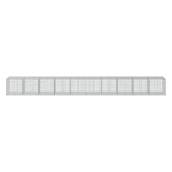 Furnicato Gabione - 1.000 x 100 x 100 cm, Metall, Maschenbreite: 50 mm, Maschenhöhe: 100 mm - Langes, graues Drahtgeflecht-Tunnelgehege mit quadratischem Gittermuster.