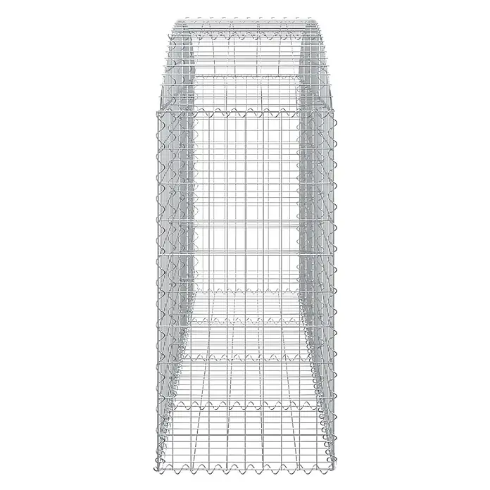 Furnicato Gabione - 120 x 200 x 50 cm, Metall, Maschenbreite: 50 mm, Maschenhöhe: 100 mm - Leerer, rechteckiger Gabionenkorb aus silbernem verzinktem Stahldrahtgeflecht, von schräg oben gesehen.