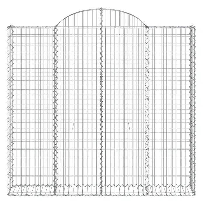 Furnicato Gabione - 50 x 200 x 200 cm, Metall, Maschenbreite: 50 mm, Maschenhöhe: 100 mm - Gewölbter Gabionenkorb aus silbernem Metalldraht, zum Befüllen konzipiert.