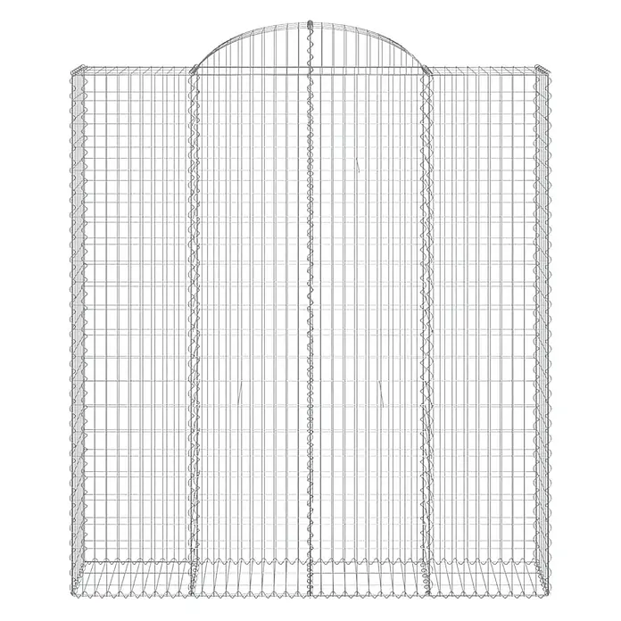 Furnicato Gabione - 50 x 200 x 240 cm, Metall, Maschenbreite: 50 mm, Maschenhöhe: 100 mm - Grauer Drahtgitter-Gabionenkorb mit gewölbter Oberseite, zum Befüllen mit Steinen.