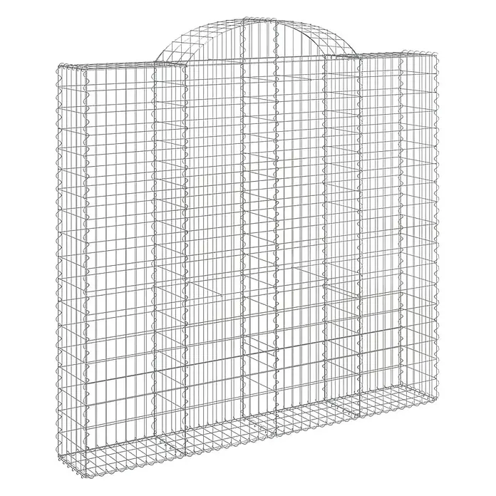 Furnicato Gabione - 50 x 200 x 200 cm, Metall, Maschenbreite: 50 mm, Maschenhöhe: 100 mm - Gabionenkorb aus silbernem Drahtgeflecht mit gewölbter Oberseite zum Befüllen mit Steinen.