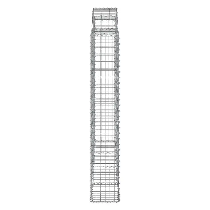 Furnicato Gabione - 50 x 200 x 200 cm, Metall, Maschenbreite: 50 mm, Maschenhöhe: 100 mm - Hoher, rechteckiger Gabionenkorb aus silberfarbenem Drahtgeflecht, mit inneren Verstrebungen und Spiralverbindern.