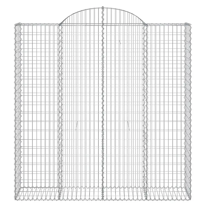 Furnicato Gabione - 50 x 200 x 220 cm, Metall, Maschenbreite: 50 mm, Maschenhöhe: 100 mm - Silberfarbener Gabionenkorb aus verzinktem Stahldraht mit gewölbter Oberseite.