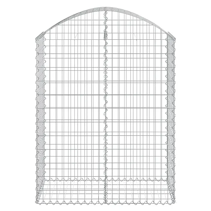 Furnicato Gabione - 50 x 100 x 140 cm, Metall, Maschenbreite: 50 mm, Maschenhöhe: 100 mm - Gabionenbogen aus silbernem Metalldraht, rechteckige Basis mit abgerundeter Oberseite.