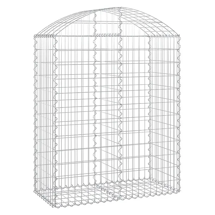 Furnicato Gabione - 50 x 100 x 140 cm, Metall, Maschenbreite: 50 mm, Maschenhöhe: 100 mm - Silberner Drahtgabion mit abgerundeter Oberseite, ideal für Stützmauern oder Gartengestaltung.