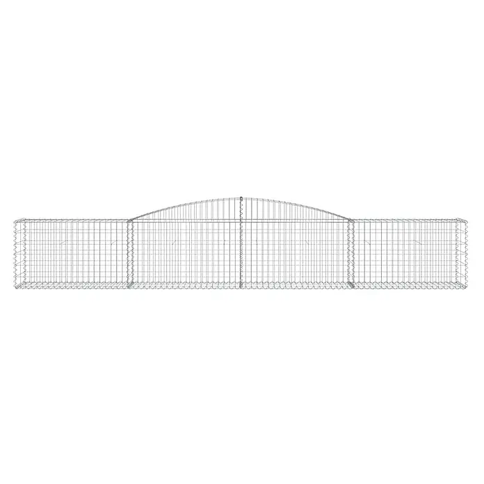 Furnicato Gabione - 80 x 400 x 50 cm, Metall, Maschenbreite: 50 mm, Maschenhöhe: 100 mm - Silberner Drahtgeflecht-Gabionenkorb mit langem, rechteckigem Boden und gewölbtem Mittelteil.