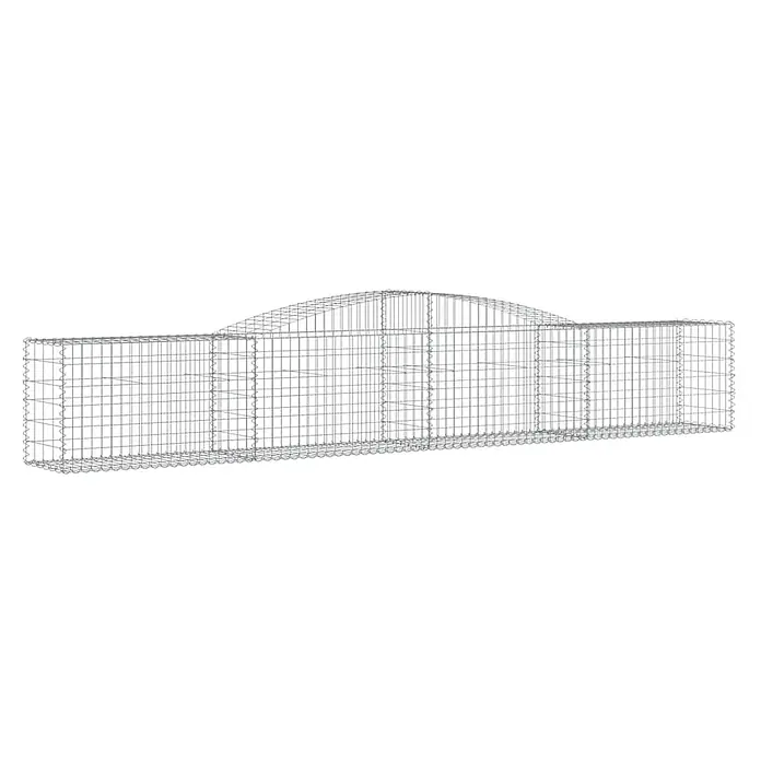 Furnicato Gabione - 80 x 400 x 50 cm, Metall, Maschenbreite: 50 mm, Maschenhöhe: 100 mm - Grauer Drahtgeflecht-Gabionenrahmen mit langer Basis und zentralem Bogen, geeignet für Gartenbrücke oder Zierelement.