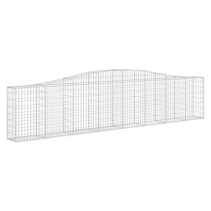 Furnicato Gabione - 30 x 400 x 100 cm, Metall, Maschenbreite: 50 mm, Maschenhöhe: 100 mm - Hellgrauer Drahtgeflecht-Gabionenkorb mit geschwungener Oberseite, bereit zum Befüllen für eine dekorative Wand.