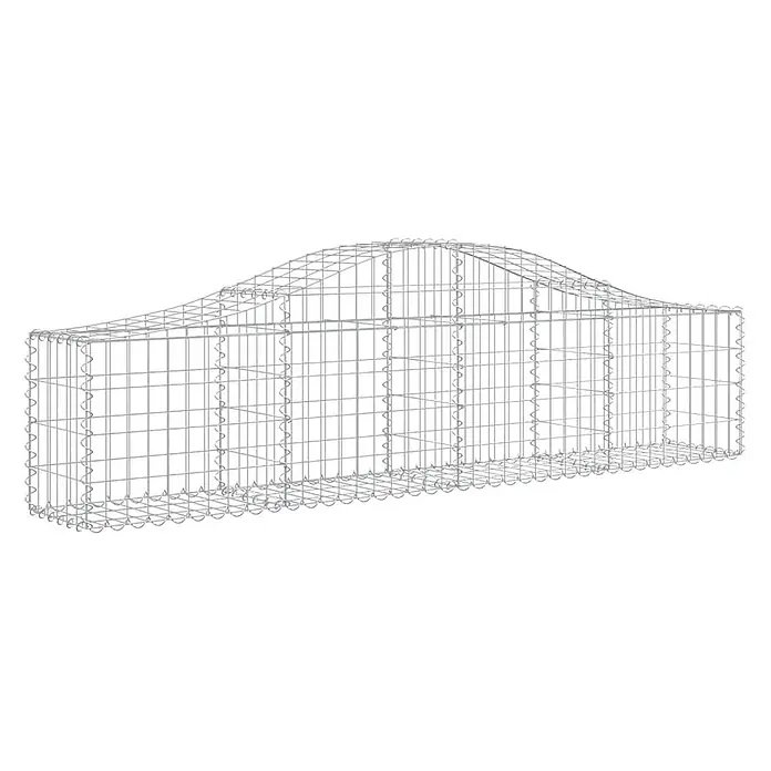 Furnicato Gabione - 30 x 200 x 60 cm, Metall, Maschenbreite: 50 mm, Maschenhöhe: 100 mm - Silberfarbener Gabionenkorb aus verzinktem Drahtgeflecht mit gewölbter Oberseite, bereit zur Steinbefüllung.