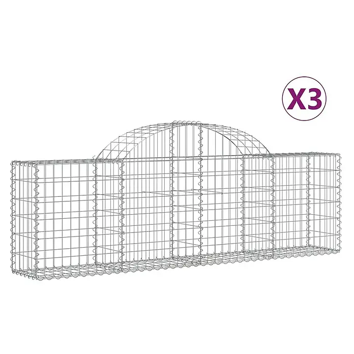 Furnicato Gabione - 80 x 200 x 30 cm, Metall, Maschenbreite: 50 mm, Maschenhöhe: 100 mm - Gabion aus verzinktem Stahldraht mit gewölbtem Oberteil, zum Bau dekorativer Gartenmauern konzipiert.