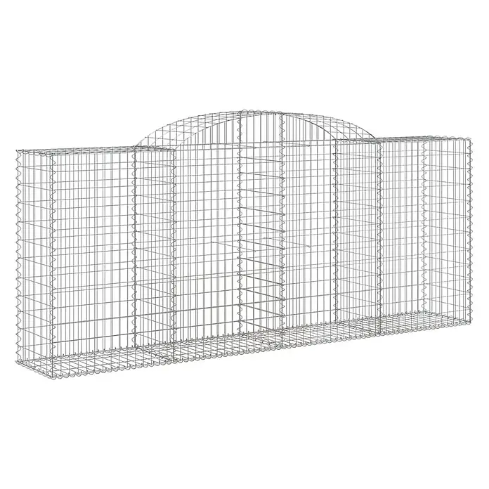 Furnicato Gabione - 50 x 300 x 140 cm, Metall, Maschenbreite: 50 mm, Maschenhöhe: 100 mm - Gabionenkorb aus silbernem Drahtgeflecht mit gewölbter Oberseite, für Wände.