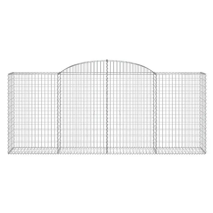 Furnicato Gabione - 50 x 300 x 140 cm, Metall, Maschenbreite: 50 mm, Maschenhöhe: 100 mm - Silberner Gabionen-Drahtkorb mit rechteckiger Basis und gewölbter Oberseite.