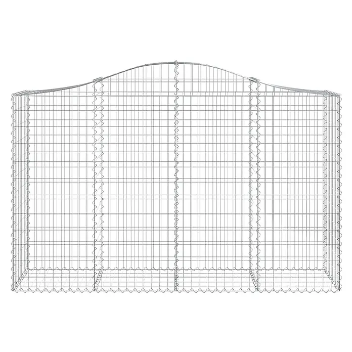 Furnicato Gabione - 50 x 200 x 140 cm, Metall, Maschenbreite: 50 mm, Maschenhöhe: 100 mm - Silberner Drahtgitter-Gabionenkorb mit gewölbter Oberseite, bereit zur Befüllung mit Steinen.