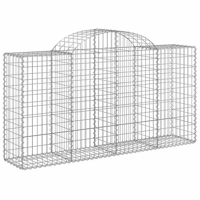 Furnicato Gabione - 50 x 200 x 120 cm, Metall, Maschenbreite: 50 mm, Maschenhöhe: 100 mm - Rechteckiger Gabionenkorb aus Metalldraht mit gewölbtem Oberteil, für Gartenmauern oder Pflanzgefäße.