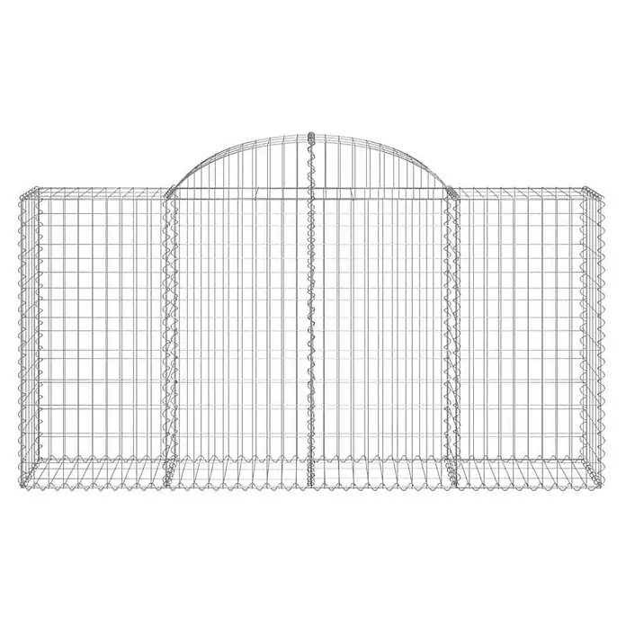 Furnicato Gabione - 50 x 200 x 120 cm, Metall, Maschenbreite: 50 mm, Maschenhöhe: 100 mm - Modulares graues Metallgitter-Gabion mit einem zentralen gewölbten Oberteil.