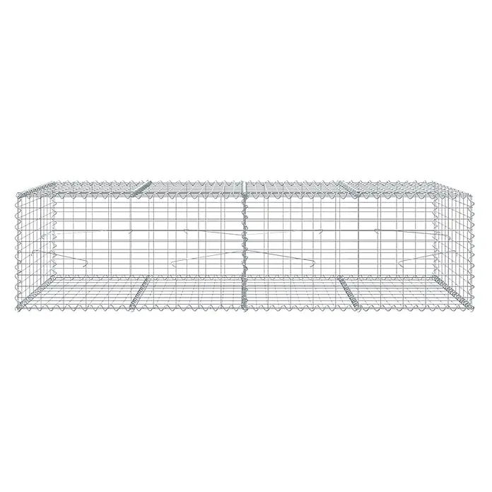 Furnicato Gabione - 200 x 100 x 50 cm, Metall, Maschenbreite: 50 mm, Maschenhöhe: 100 mm - Rechteckiger silberner Drahtgitter-Gabionenkorb mit Spiralverbindern und inneren Versteifungsdrähten.