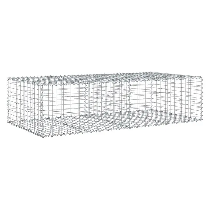 Furnicato Gabione - 200 x 100 x 50 cm, Metall, Maschenbreite: 50 mm, Maschenhöhe: 100 mm - Leerer rechteckiger Gabionenkorb aus verzinktem Silberdrahtgeflecht.
