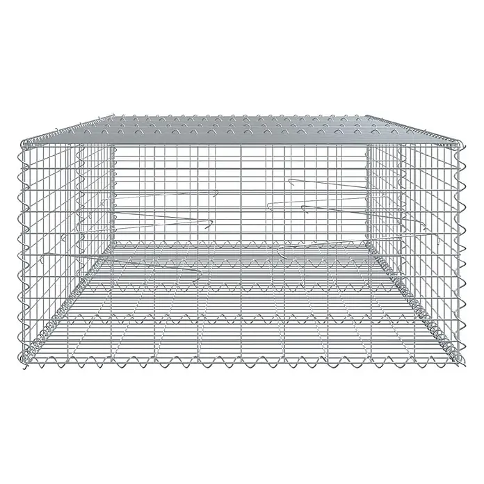 Furnicato Gabione - 200 x 100 x 50 cm, Metall, Maschenbreite: 50 mm, Maschenhöhe: 100 mm - Rechteckiger Gabionenkorb aus silbernem verzinktem Drahtgeflecht, bereit zur Befüllung.