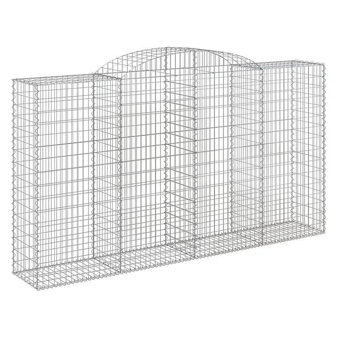 Furnicato Gabione - 180 x 300 x 50 cm, Metall, Maschenbreite: 50 mm, Maschenhöhe: 100 mm - Silbernes Metallgitter-Gabionenwand mit gewölbter Oberseite für Gartengestaltung.