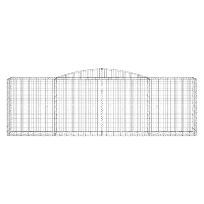 Furnicato Gabione - 140 x 400 x 50 cm, Metall, Maschenbreite: 50 mm, Maschenhöhe: 100 mm - Grauer Drahtgeflecht-Gabionenkorb mit gewölbtem Oberteil.