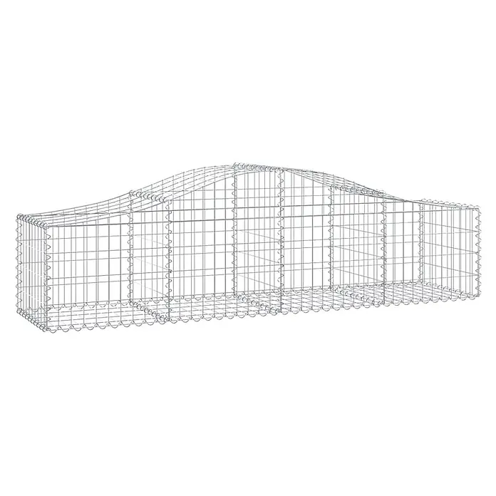 Furnicato Gabione - 60 x 200 x 50 cm, Metall, Maschenbreite: 50 mm, Maschenhöhe: 100 mm - Leerer grauer Drahtgitter-Gabionenkorb mit wellenförmiger Oberseite, für dekorative oder strukturelle Zwecke.