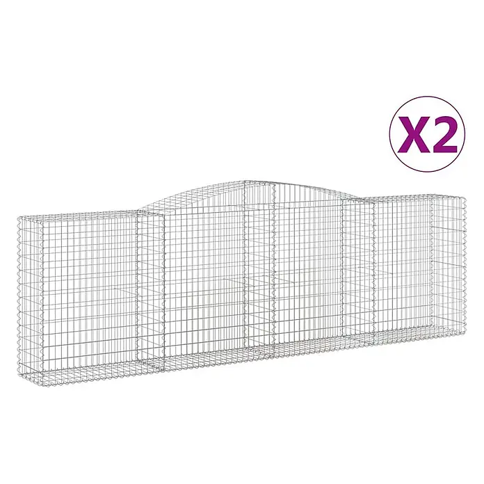 Furnicato Gabione - 140 x 400 x 50 cm, Metall, Maschenbreite: 50 mm, Maschenhöhe: 100 mm - Gabionenkorb aus Metallgeflecht mit gewölbtem Oberteil und flachen Enden für Landschaftsbau oder Bauwesen.