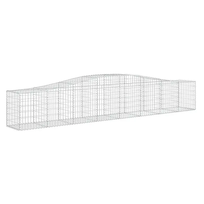 Furnicato Gabione - 80 x 400 x 50 cm, Metall, Maschenbreite: 50 mm, Maschenhöhe: 100 mm - Leerer, langer Gabionenkorb aus grauem Metallgeflecht, mit rechteckigem Boden und geschwungener Oberseite.