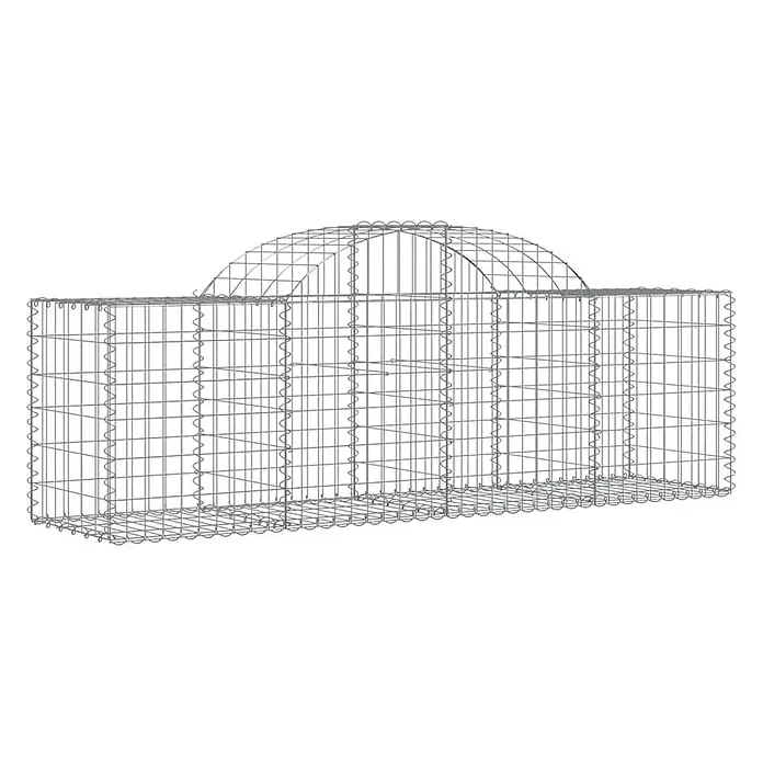 Furnicato Gabione - 50 x 200 x 80 cm, Metall, Maschenbreite: 50 mm, Maschenhöhe: 100 mm - Grauer Metallgitter-Gabionenkorb mit gewölbter Oberseite für Landschaftsbau oder Stützmauern.