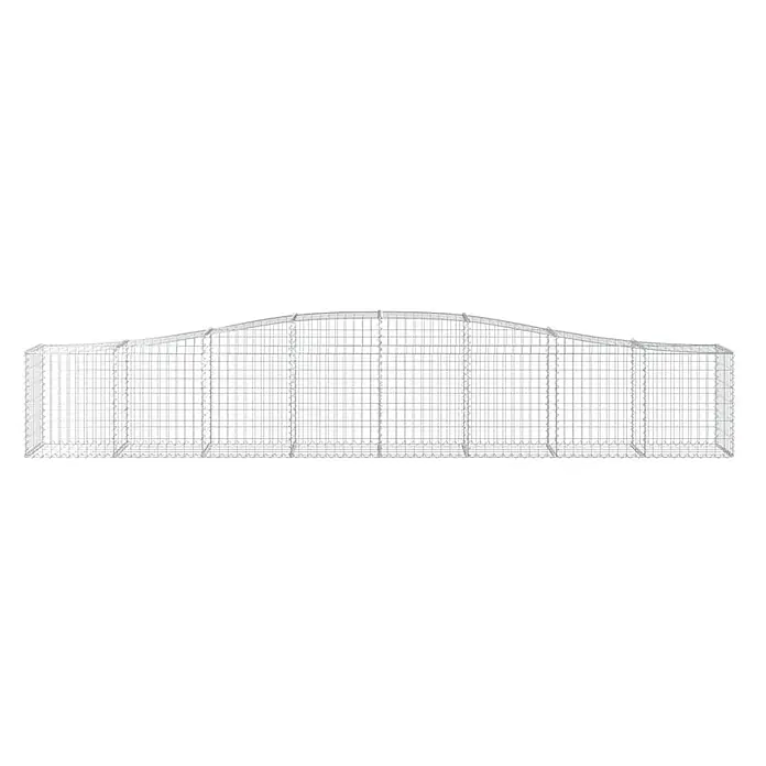 Furnicato Gabione - 50 x 400 x 80 cm, Metall, Maschenbreite: 50 mm, Maschenhöhe: 100 mm - Grauer Drahtgeflecht-Gabionenkorb mit markant gewellter, gewölbter Oberseite.