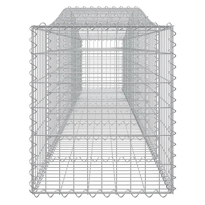 Furnicato Gabione - 50 x 400 x 80 cm, Metall, Maschenbreite: 50 mm, Maschenhöhe: 100 mm - Leerer, rechteckiger Gabionenkorb aus silbernem Drahtgeflecht, bereit zum Befüllen.
