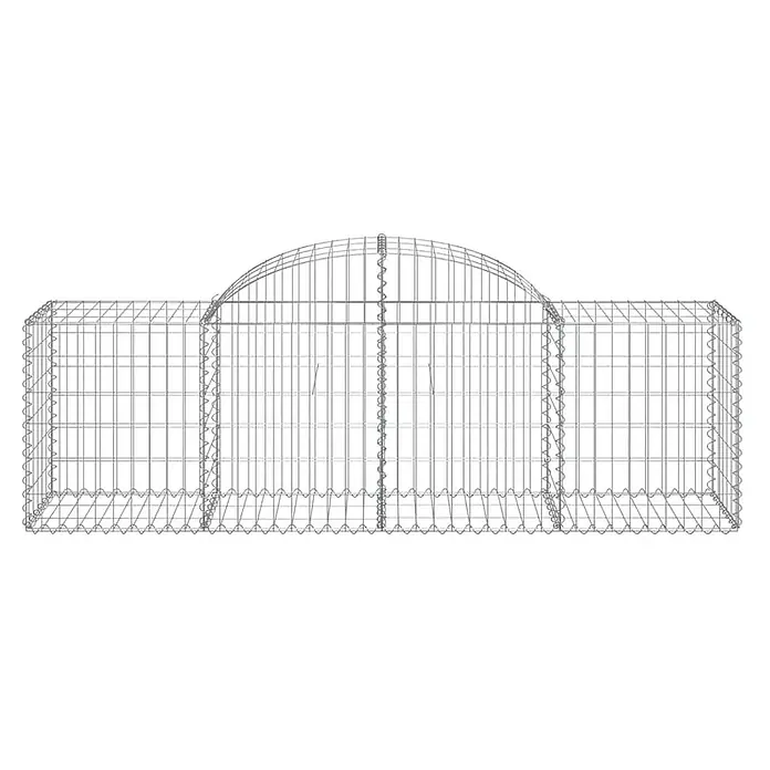 Furnicato Gabione - 50 x 200 x 80 cm, Metall, Maschenbreite: 50 mm, Maschenhöhe: 100 mm - Grauer Drahtgeflecht-Gabionenkasten mit gewölbtem Mittelteil und zwei rechteckigen Seiten, für Landschaftsgestaltung.