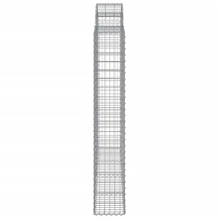 Furnicato Gabione - 200 x 200 x 30 cm, Metall, Maschenbreite: 50 mm, Maschenhöhe: 100 mm - Hoher, leerer, rechteckiger Gabionenkorb aus silbernem Drahtgeflecht, bereit zum Befüllen.