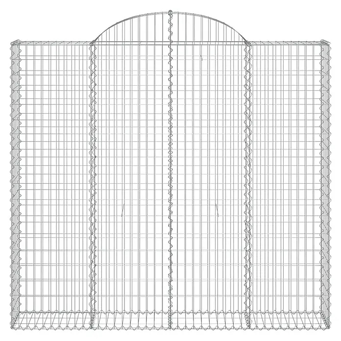 Furnicato Gabione - 200 x 200 x 30 cm, Metall, Maschenbreite: 50 mm, Maschenhöhe: 100 mm - Silberner Metall-Gabionenkorb mit gewölbter Oberseite für dekorative Mauern oder Gartengestaltung.