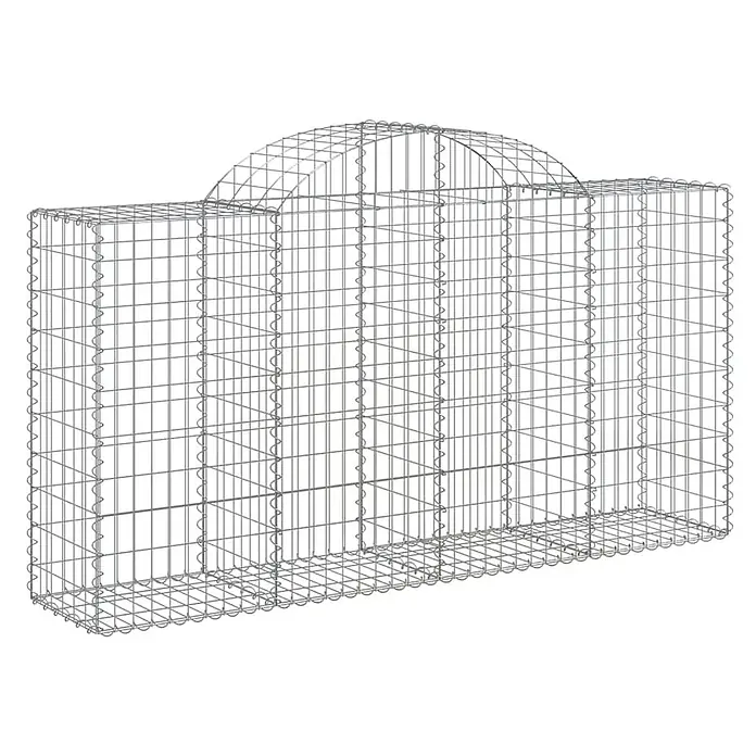 Furnicato Gabione - 50 x 200 x 120 cm, Metall, Maschenbreite: 50 mm, Maschenhöhe: 100 mm - Gabionenkorb aus verzinktem Stahldraht, rechteckig mit gewölbter Oberseite, für Stützmauern.
