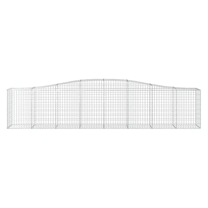 Furnicato Gabione - 50 x 400 x 100 cm, Metall, Maschenbreite: 50 mm, Maschenhöhe: 100 mm - Silberner Drahtgeflecht-Gabionenkorb mit gewölbter Oberseite, ideal für Gartenmauern oder Landschaftsgestaltung.