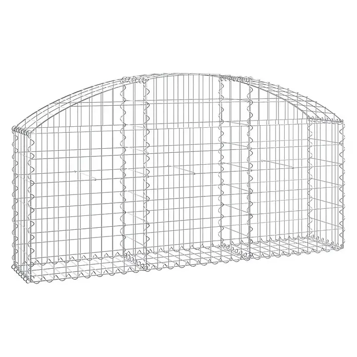 Furnicato Gabione - 30 x 150 x 80 cm, Metall, Maschenbreite: 50 mm, Maschenhöhe: 100 mm - Silberfarbener Drahtgitter-Gabionenkorb mit gewölbter Oberseite zum Befüllen mit Steinen.