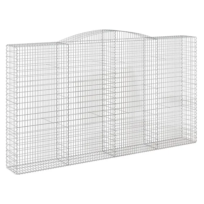 Furnicato Gabione - 240 x 400 x 50 cm, Metall, Maschenbreite: 50 mm, Maschenhöhe: 100 mm - Gabionenwand aus silbernem Drahtgeflecht mit gebogener Oberseite für Stützmauern oder Gartenzäune.