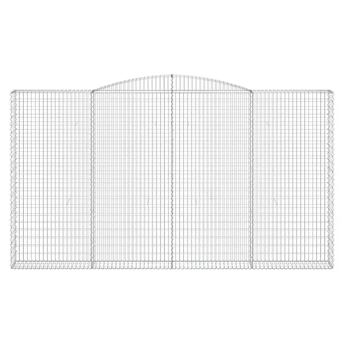 Furnicato Gabione - 240 x 400 x 30 cm, Metall, Maschenbreite: 50 mm, Maschenhöhe: 100 mm - Modulares silbergraues Drahtgitter-Tiergehege mit gewölbtem Dach.