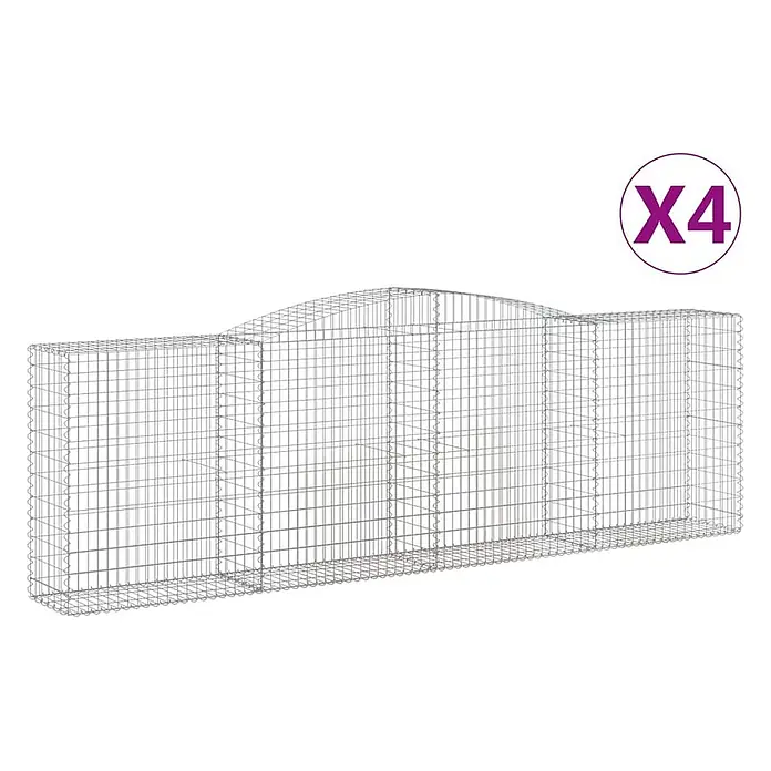 Furnicato Gabione - 140 x 400 x 50 cm, Metall, Maschenbreite: 50 mm, Maschenhöhe: 100 mm - Satz von 4 Gabionenkörben aus Metalldraht mit rechteckigem Boden und gewölbtem Mittelteil.