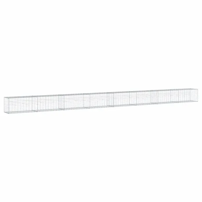 Furnicato Gabione - 800 x 50 x 50 cm, Metall, Maschenbreite: 50 mm, Maschenhöhe: 100 mm - Langgestreckter rechteckiger Gabionenkorb aus silbernem Drahtgeflecht für Gartenmauern.