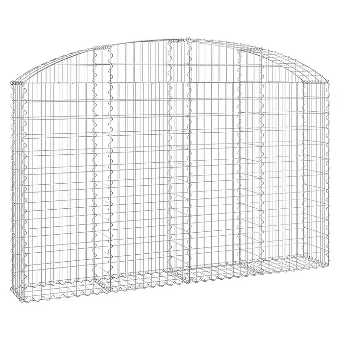 Furnicato Gabione - 140 x 200 x 30 cm, Metall, Maschenbreite: 50 mm, Maschenhöhe: 100 mm - Silberfarbener Metall-Draht-Gabionenkorb mit abgerundeter Oberseite.