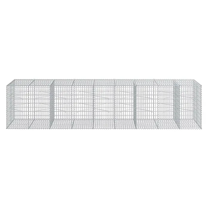 Furnicato Gabione - 450 x 100 x 100 cm, Metall, Maschenbreite: 50 mm, Maschenhöhe: 100 mm - Länglicher, rechteckiger Gabionenkorb aus silbernem Drahtgeflecht mit Innenfächern.