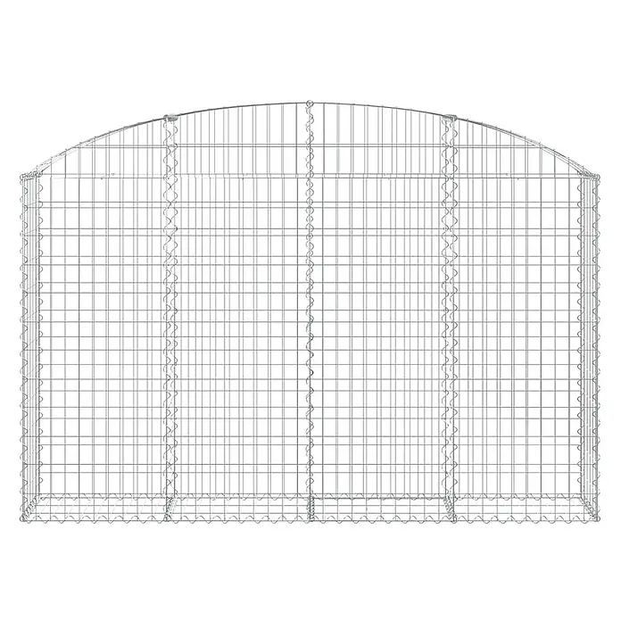 Furnicato Gabione - 140 x 200 x 30 cm, Metall, Maschenbreite: 50 mm, Maschenhöhe: 100 mm - Silberfarbenes Metallgittergehege mit gewölbter Oberseite.