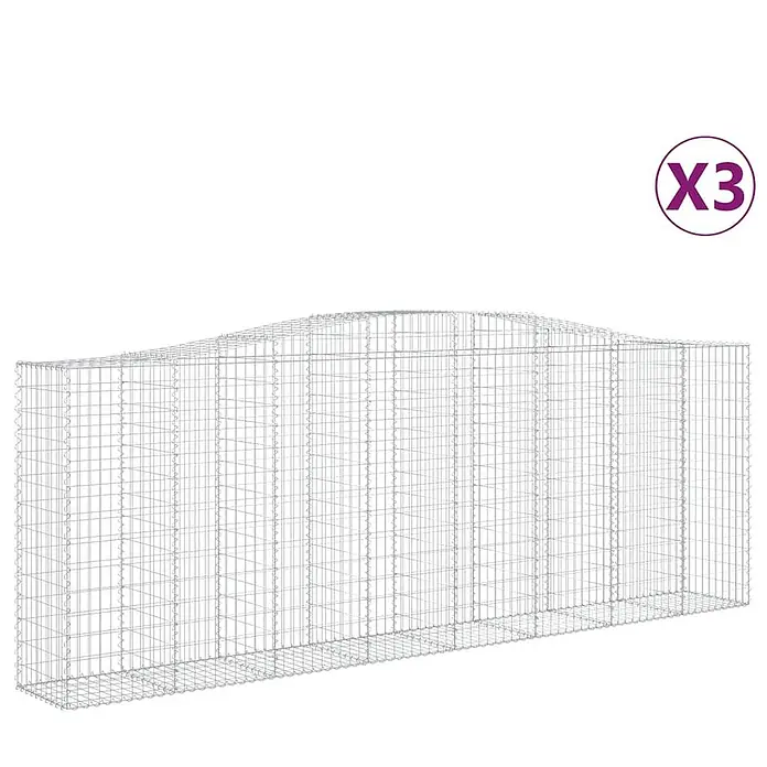 Furnicato Gabione - 50 x 400 x 160 cm, Metall, Maschenbreite: 50 mm, Maschenhöhe: 100 mm - Silberner Drahtgitter-Gabionenkorb, leer, für Garten- oder Stützmauern (3er-Set).