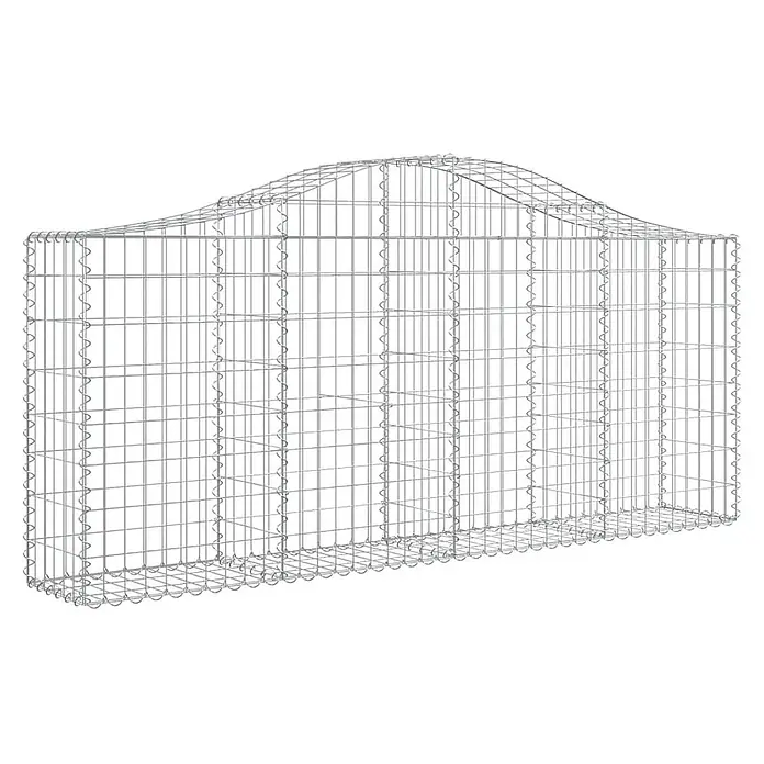 Furnicato Gabione - 30 x 200 x 100 cm, Metall, Maschenbreite: 50 mm, Maschenhöhe: 100 mm - Silberfarbener Drahtgitter-Gabionenkorb mit gewelltem oberen Rand für Gartenmauern.
