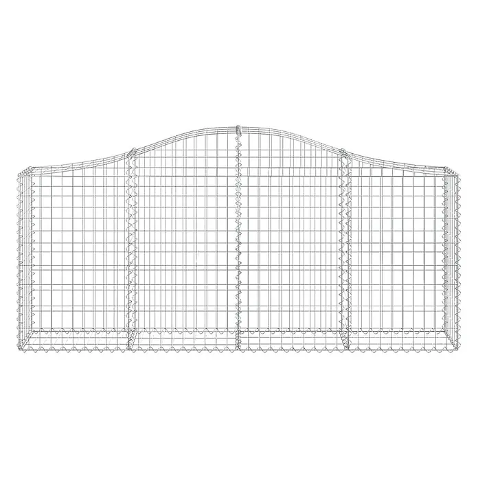 Furnicato Gabione - 30 x 200 x 100 cm, Metall, Maschenbreite: 50 mm, Maschenhöhe: 100 mm - Hellgrauer Drahtgeflecht-Gabionenkorb mit dekorativ geschwungener Oberseite. Für Landschaftsgestaltung oder Stützmauern.