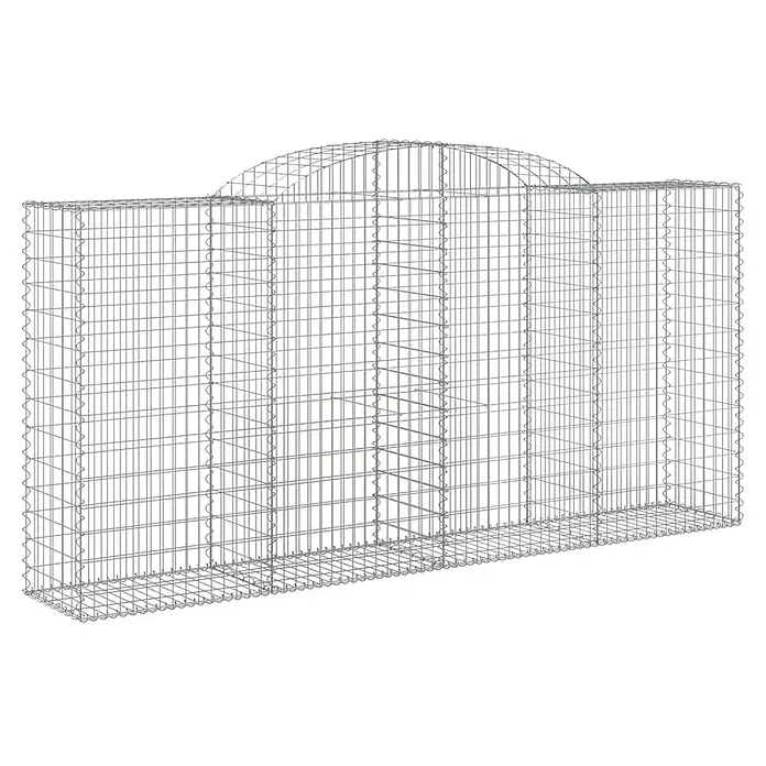 Furnicato Gabione - 50 x 300 x 160 cm, Metall, Maschenbreite: 50 mm, Maschenhöhe: 100 mm - Silberner Drahtgitter-Gabionenkorb mit gewölbtem Oberteil in der Mitte.