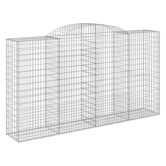Furnicato Gabione - 180 x 300 x 50 cm, Metall, Maschenbreite: 50 mm, Maschenhöhe: 100 mm - Grauer Gabionenkorb aus Metall mit gewölbtem Mittelteil, ideal für Stützmauern oder Landschaftsgestaltung.