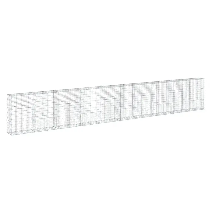 Furnicato Gabione - 1.000 x 50 x 150 cm, Metall, Maschenbreite: 50 mm, Maschenhöhe: 100 mm - Helles graues Drahtgitter-Berechnungsnetz, eine rechteckige Gitterstruktur mit variierenden Zellgrößen.